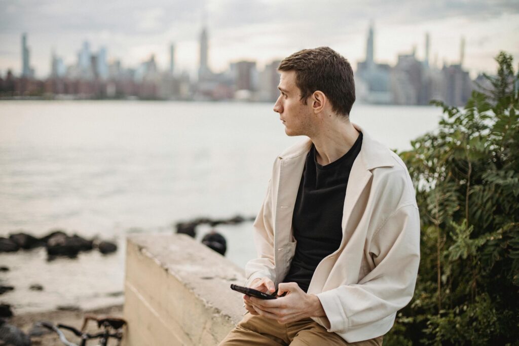 man with ADHD and gambling addiction and ADHD struggling to focus